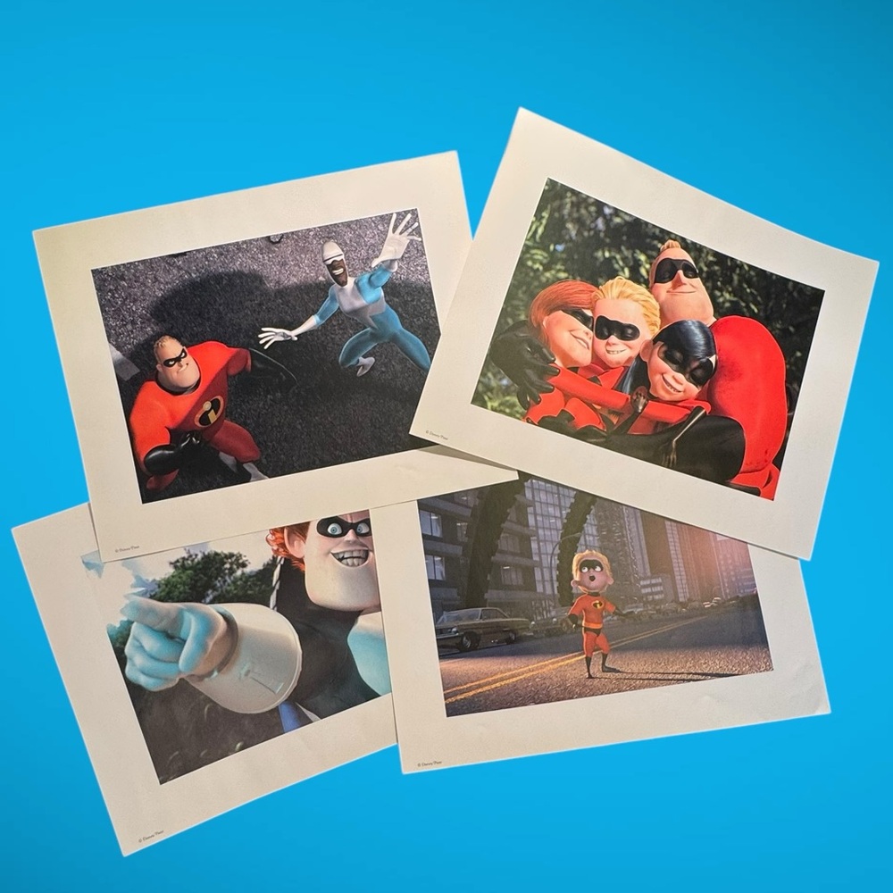4 lithographs from 2004 Disney Pixar film The Incredibles.